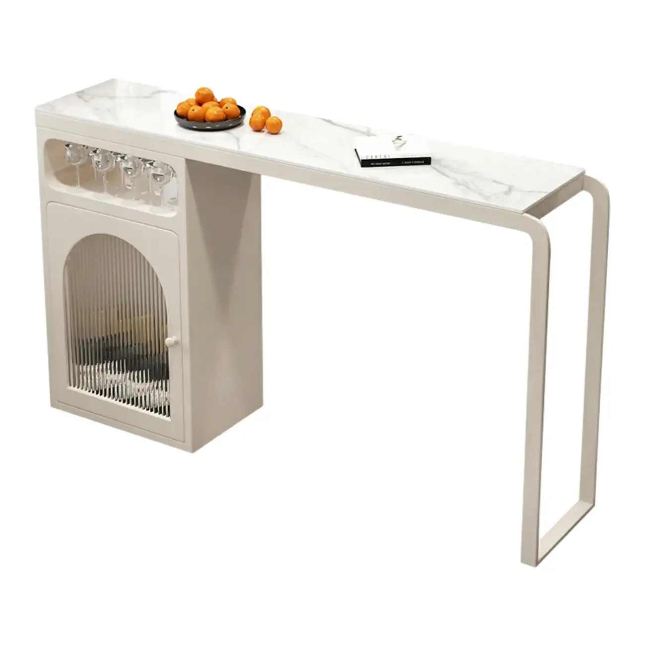 Modern White-Gold Stone Metal Wine Storage Kitchen Bar Tables Image - 3