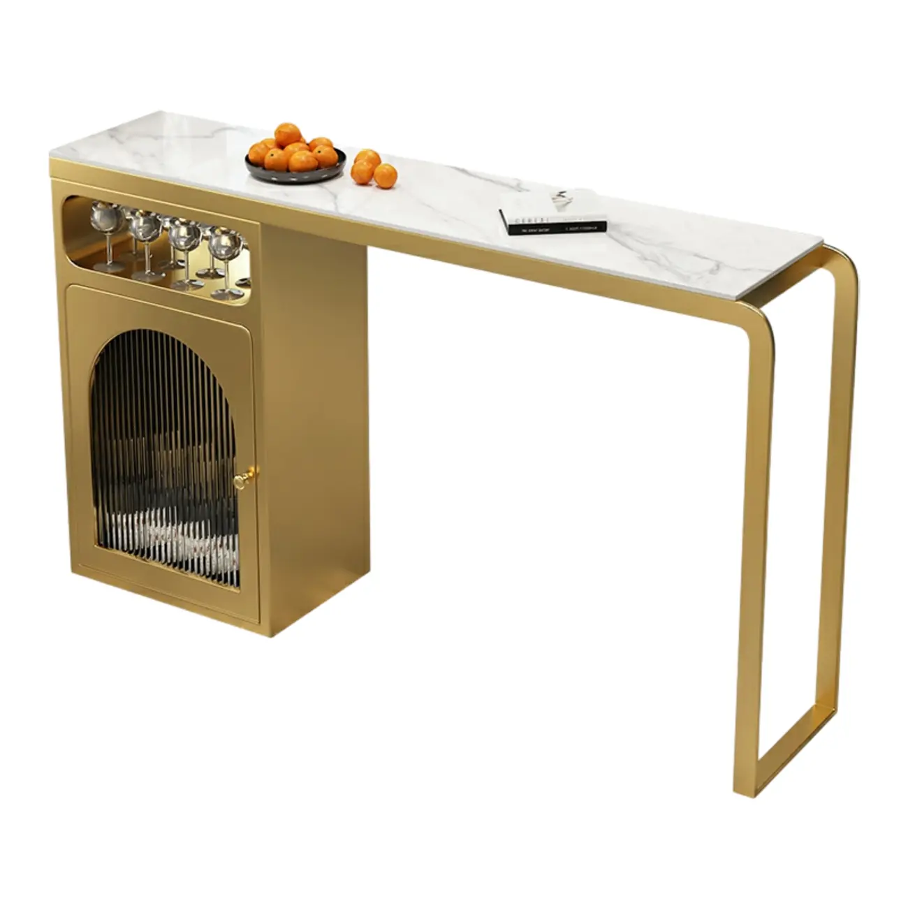 Modern White-Gold Stone Metal Wine Storage Kitchen Bar Tables Image - 5 | homeyfad