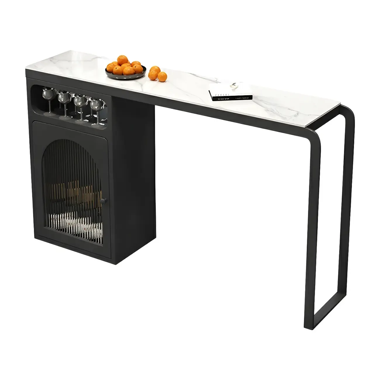 Modern White-Gold Stone Metal Wine Storage Kitchen Bar Tables Image - 8