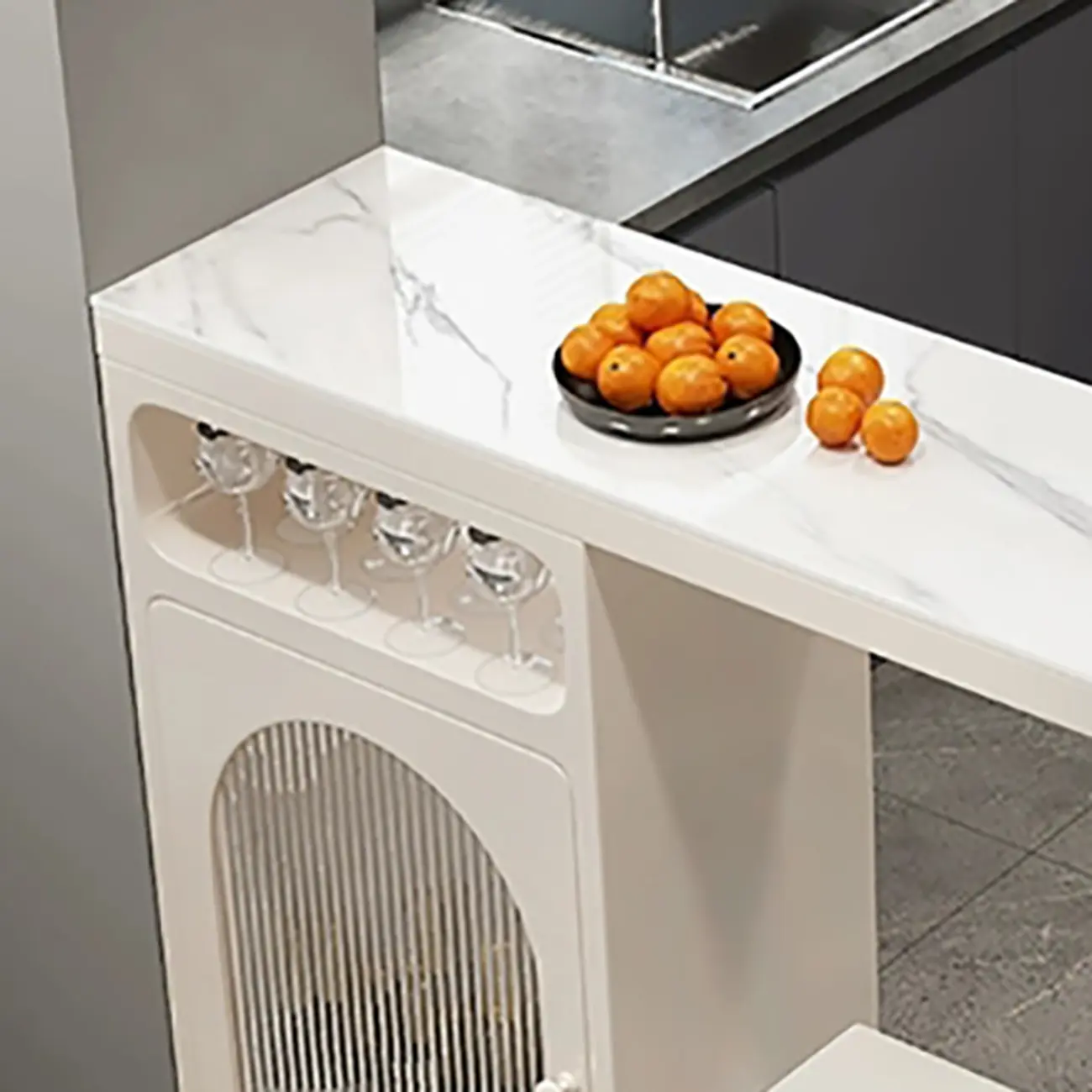 Modern White-Gold Stone Metal Wine Storage Kitchen Bar Tables Image - 9 | homeyfad