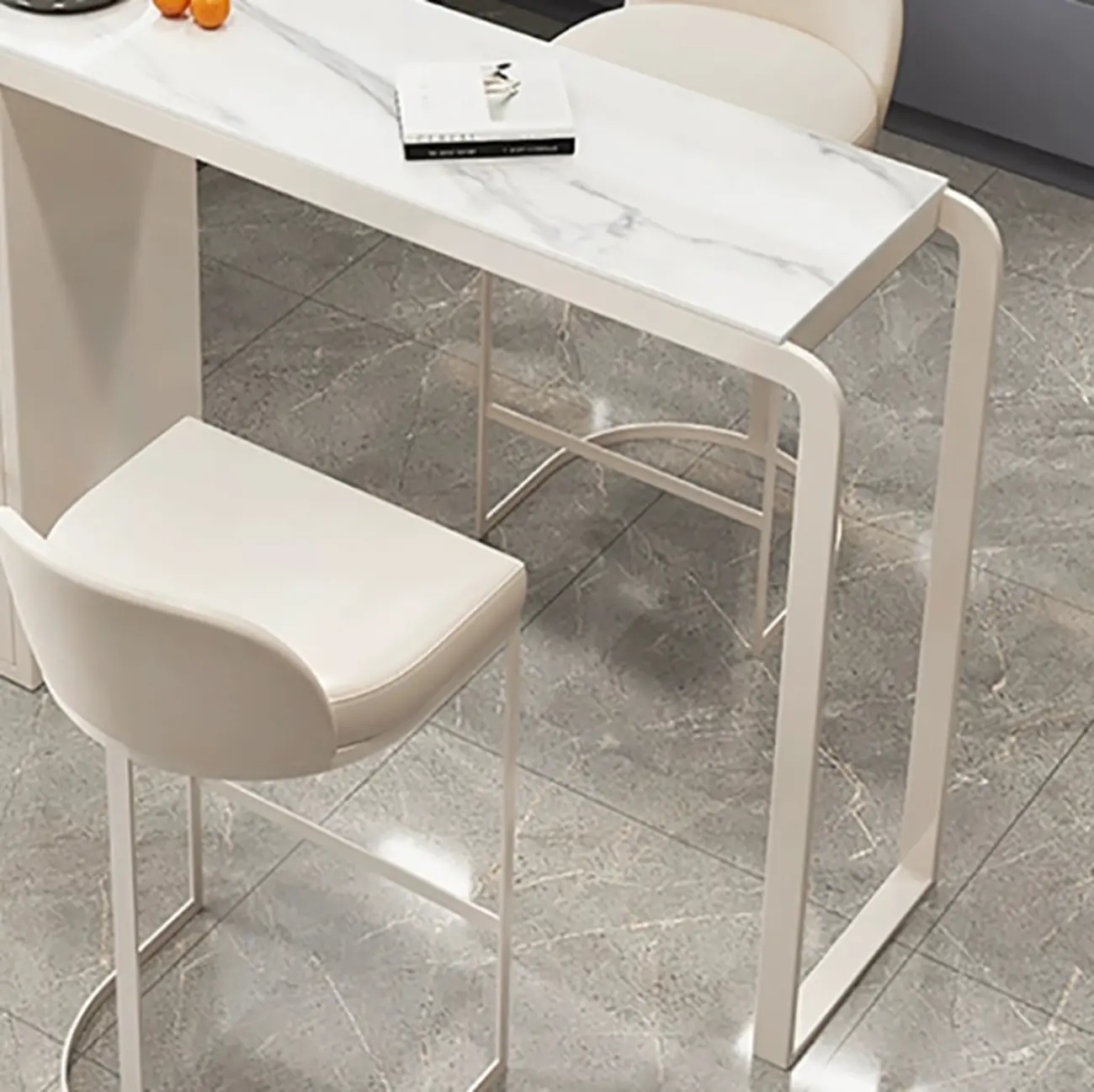 Modern White-Gold Stone Metal Wine Storage Kitchen Bar Tables Image - 10 | homeyfad