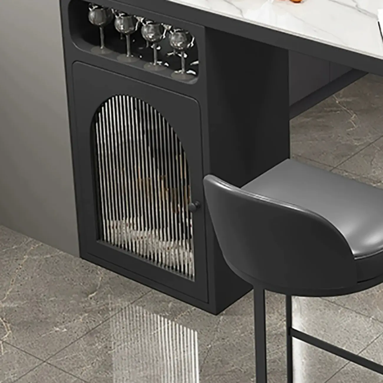 Modern White-Gold Stone Metal Wine Storage Kitchen Bar Tables Image - 11 | homeyfad