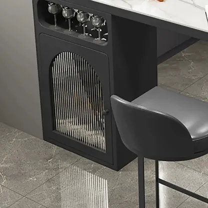 Modern White-Gold Stone Metal Wine Storage Kitchen Bar Tables Image - 11