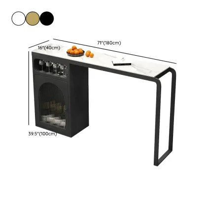Modern White-Gold Stone Metal Wine Storage Kitchen Bar Tables Image - 15