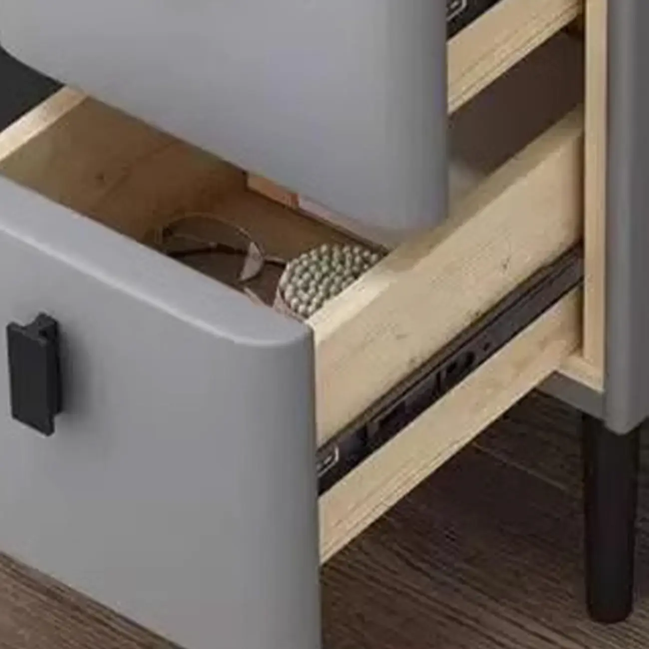 Contemporary Wood Stone Top 2-Drawer Nightstand Image - 11 | homeyfad