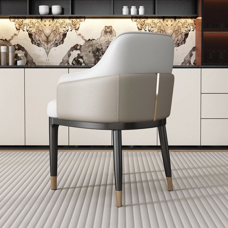 Modern Genuine Leather Sloped Arms Low Back Dining Chair | homeyfad