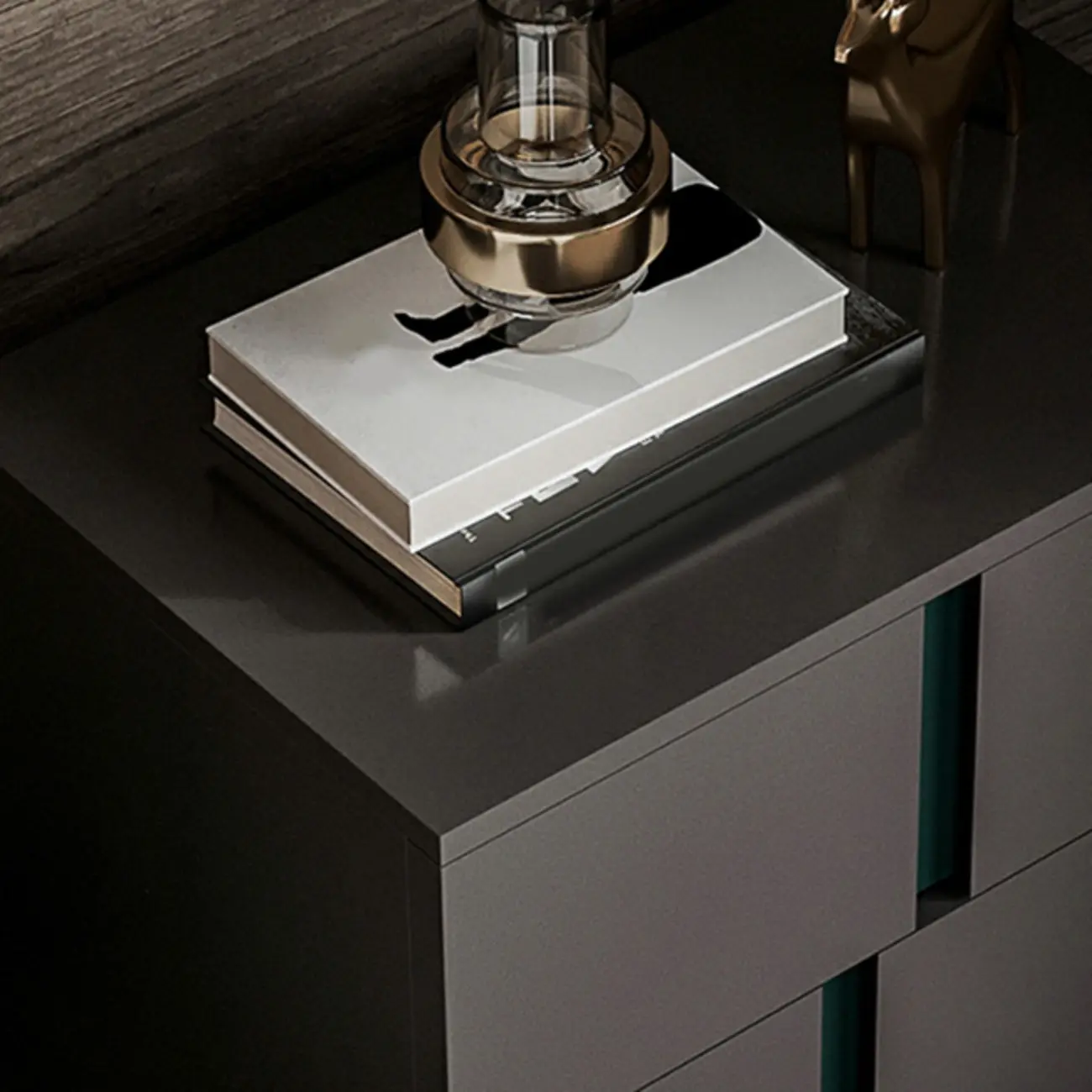 Modern Handle Free Brown Wood 2-Drawer Nightstand Image - 6 | homeyfad