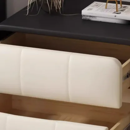 Modern Leather Wood Soft-Line 2 Drawer Nightstand Image - 12