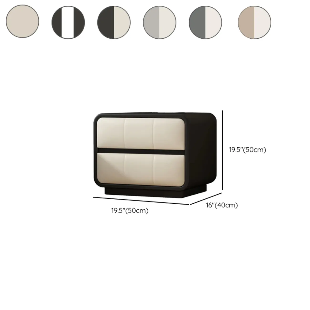 Modern Leather Wood Soft-Line 2 Drawer Nightstand Image - 16 | homeyfad