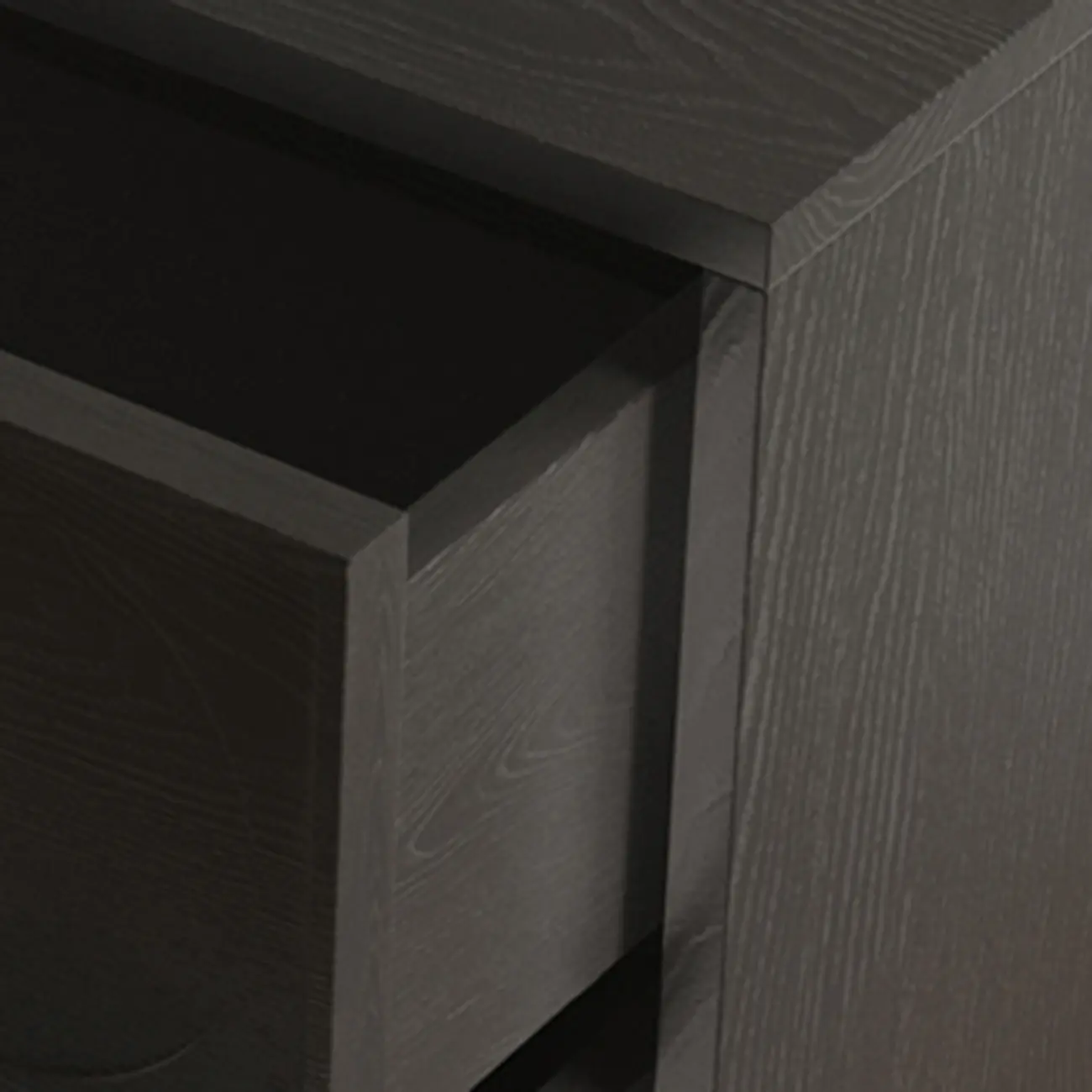 Sleek Black Wood Metallic Base & Handles 2 Drawers Nightstand Image - 8 | homeyfad