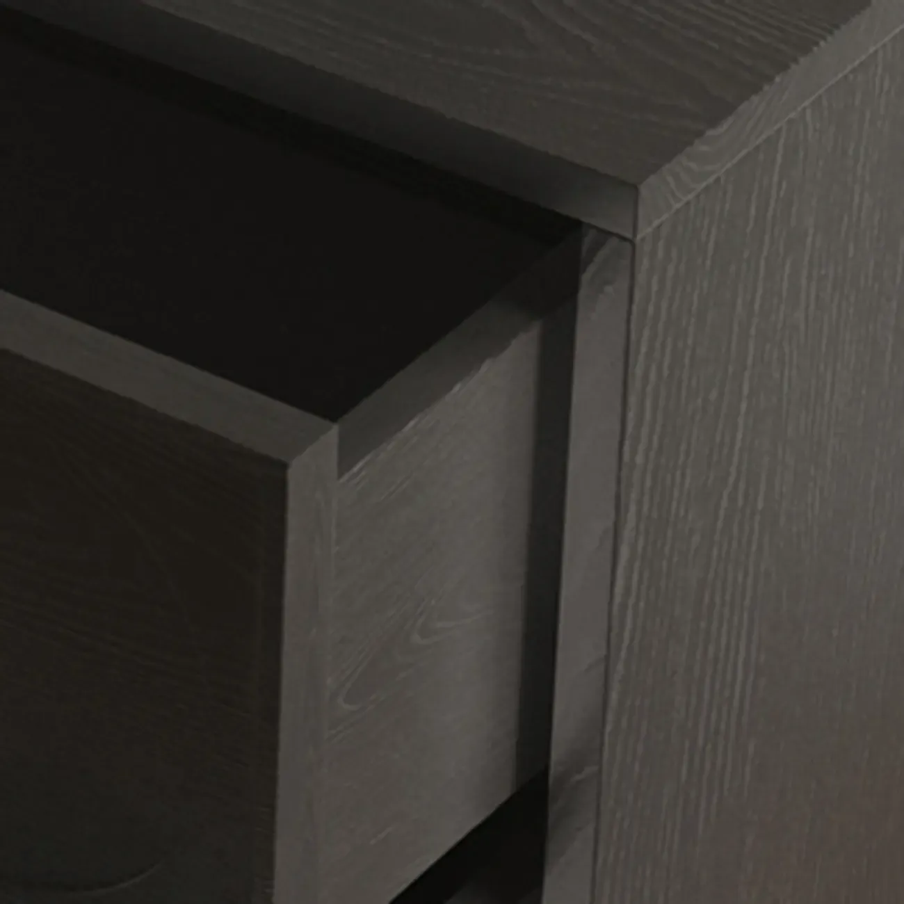 Sleek Black Wood Metallic Base & Handles 2 Drawers Nightstand Image - 8