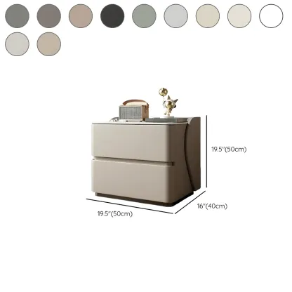 Modern Stone Top Leather Pine 2-Drawer Nightstand #size