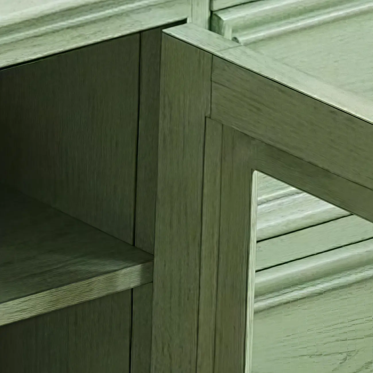 Wooden Mid-Century Green TV Stand with Storage Image - 5 | homeyfad