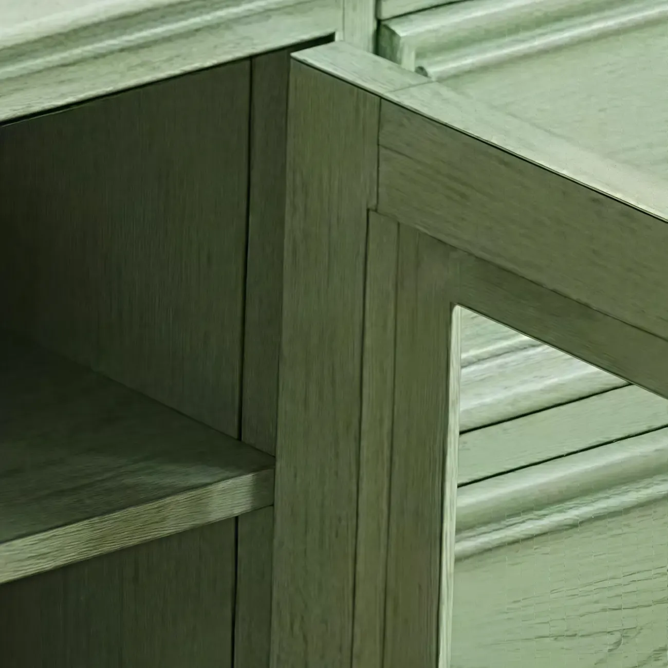 Wooden Mid-Century Green TV Stand with Storage Image - 5