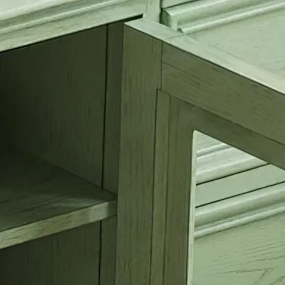 Wooden Mid-Century Green TV Stand with Storage Image - 5