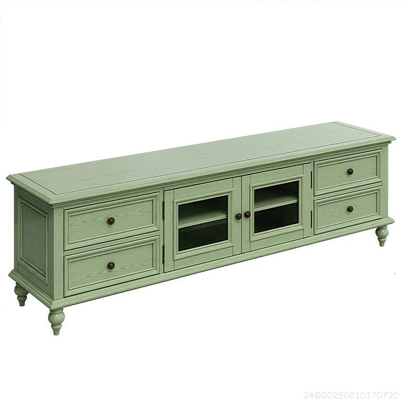 Wooden Mid-Century Green TV Stand with Storage Image - 10 | homeyfad