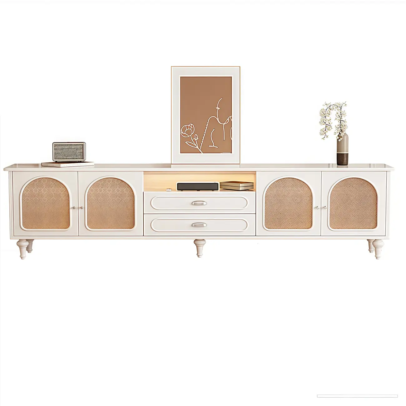 Modern Wood TV Stand with Cabinet and Drawers Image - 13 | homeyfad