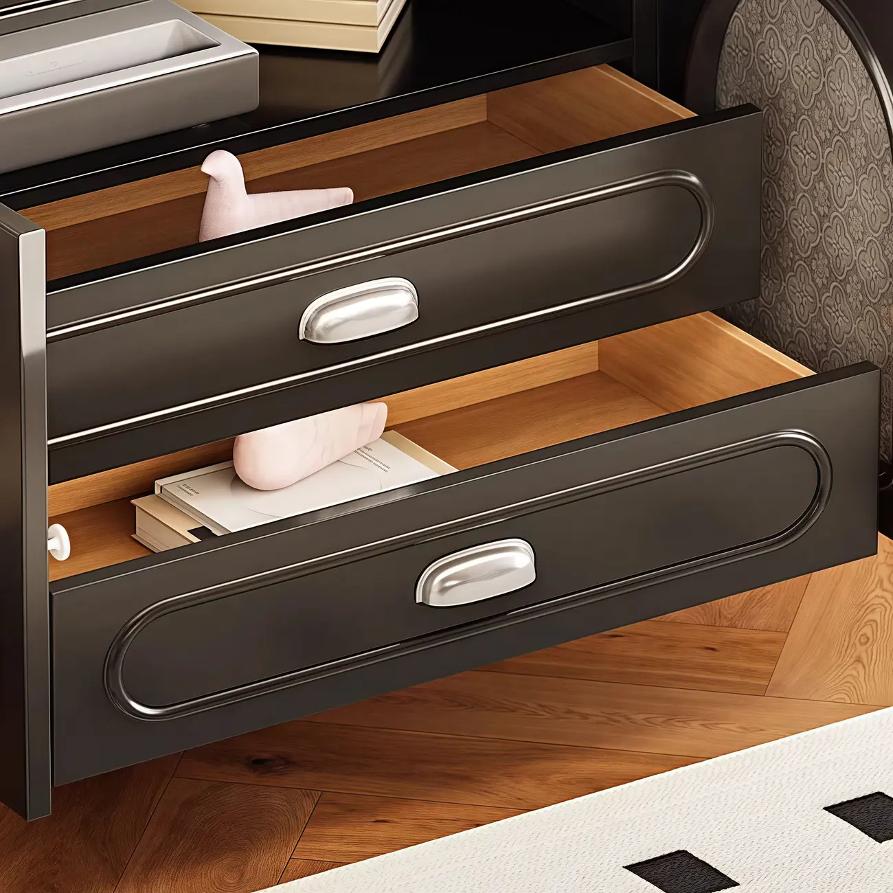 Modern Wood TV Stand with Cabinet and Drawers Image - 6 | homeyfad