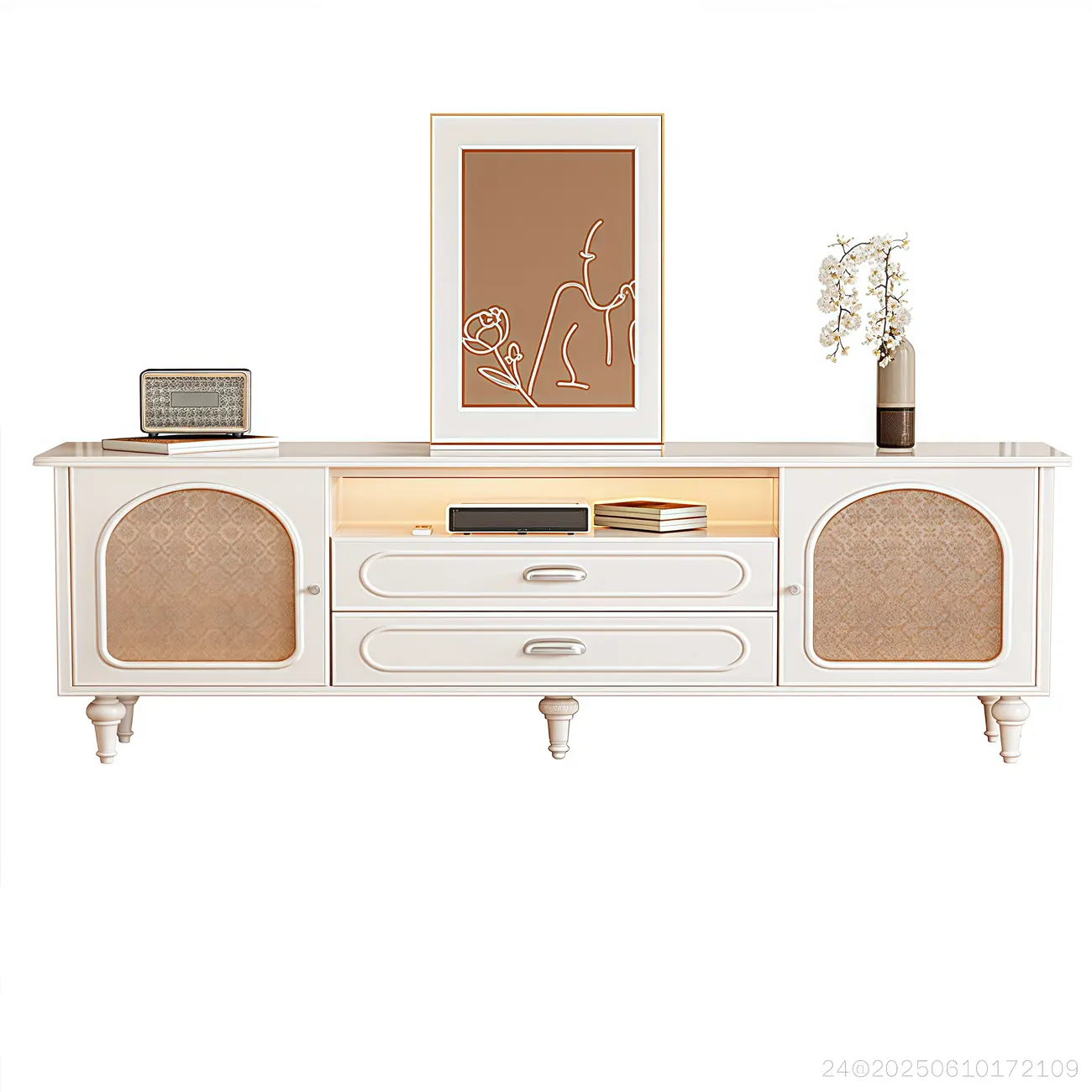 Modern Wood TV Stand with Cabinet and Drawers Image - 14 | homeyfad