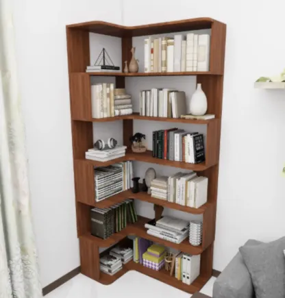 Manufactured Wood Corner Bookshelf with 6 Shelves Image - 19