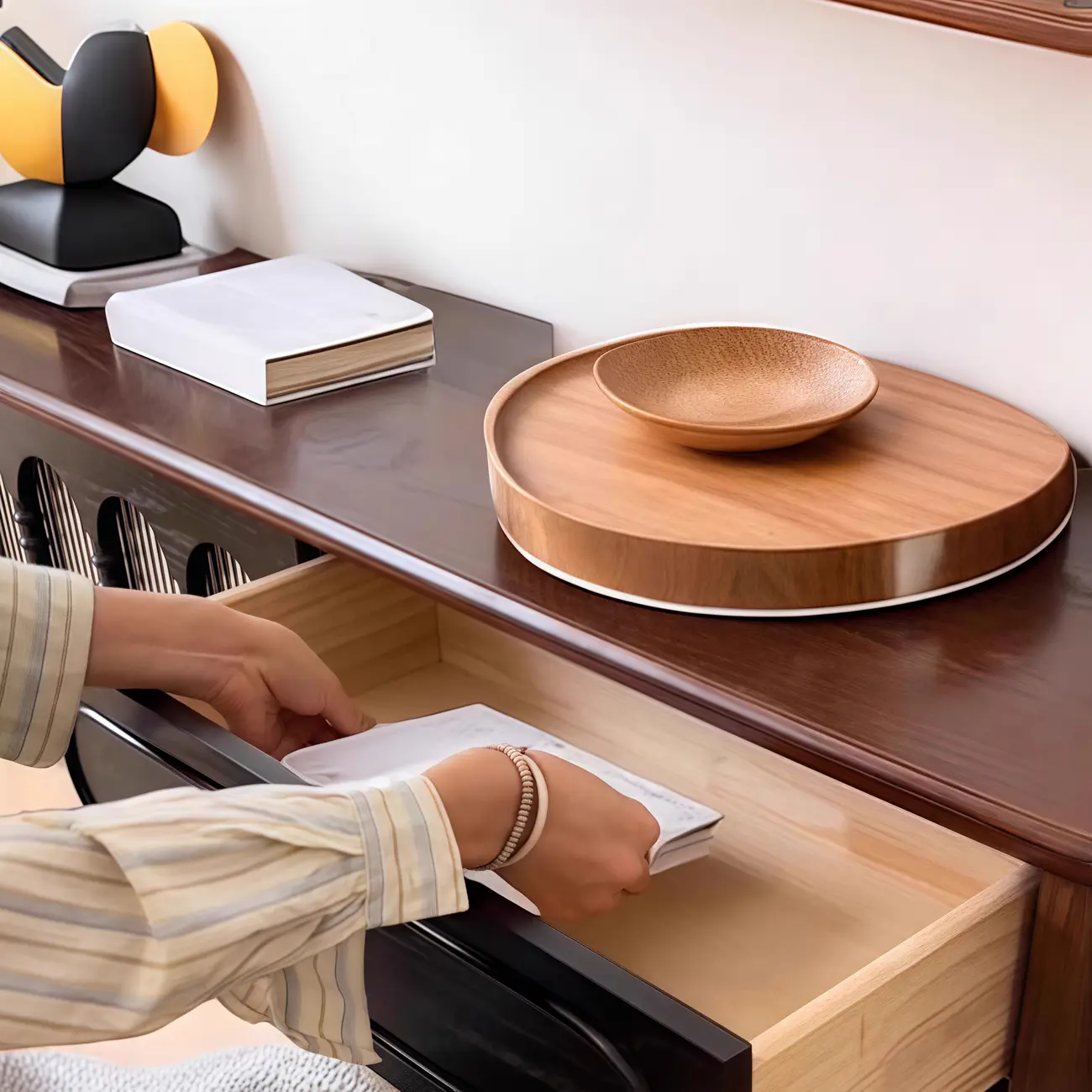 Modern Long Wooden 4-Drawer TV Stand with Doors Image - 4 | homeyfad