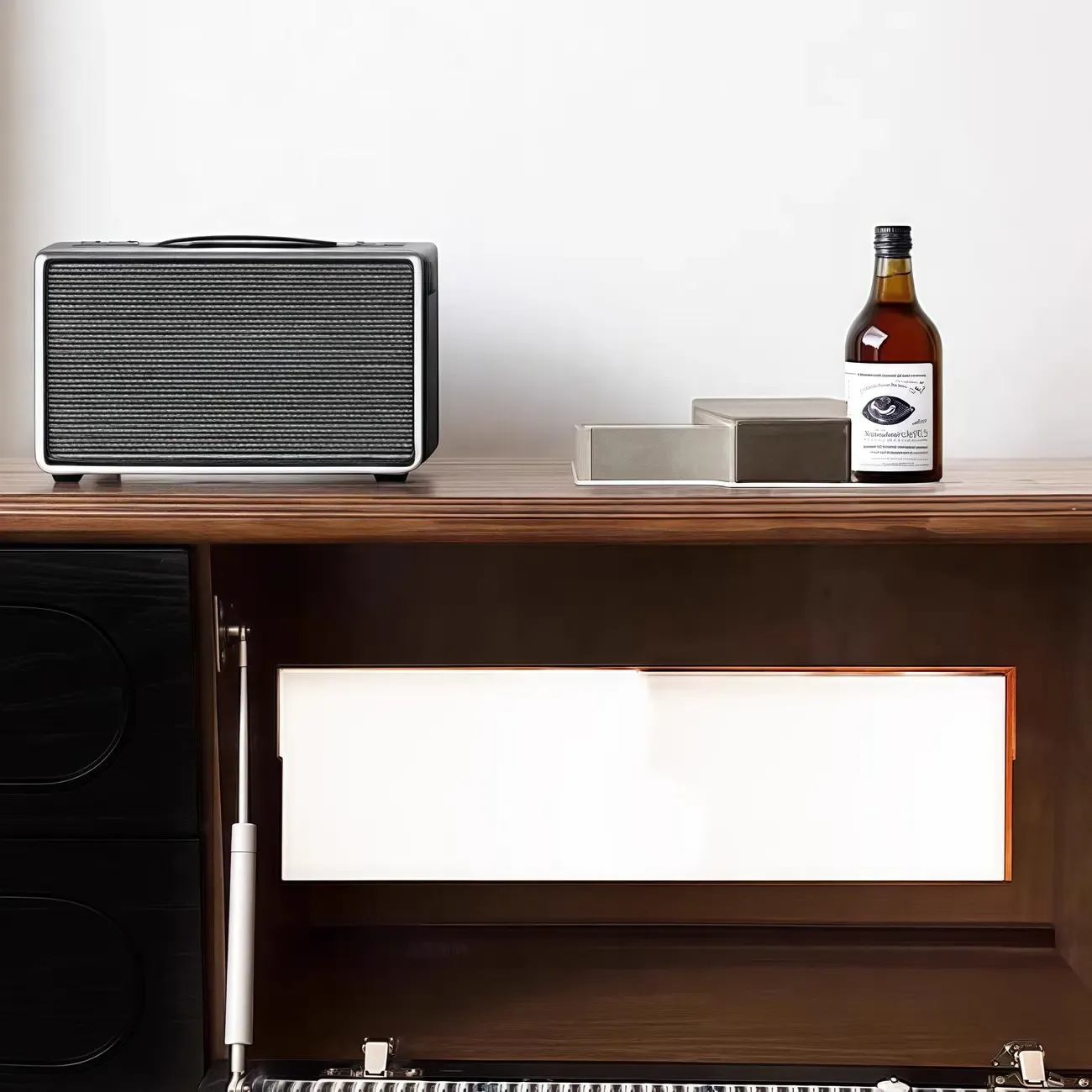 Modern Long Wooden 4-Drawer TV Stand with Doors Image - 6