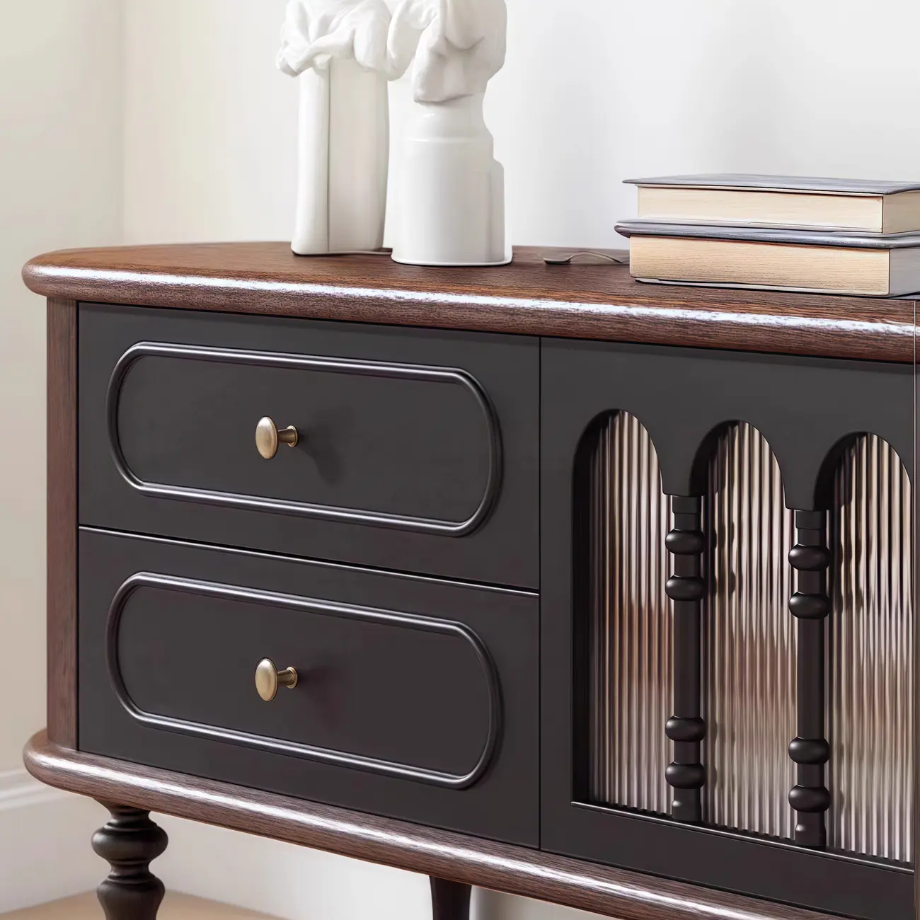 Modern Long Wooden 4-Drawer TV Stand with Doors Image - 7 | homeyfad