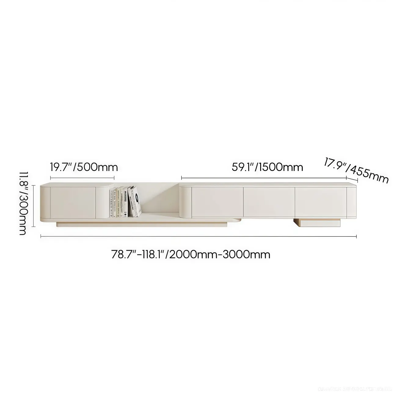 Extendable Modern Wooden White TV cabinet with Drawers Image - 10 | homeyfad