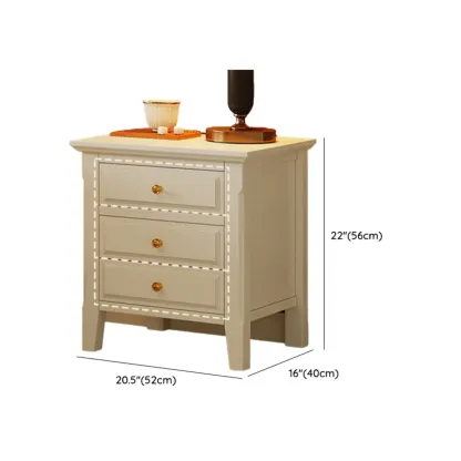 White Rubberwood 2 Drawers Narrow Nightstand with Legs Image - 17
