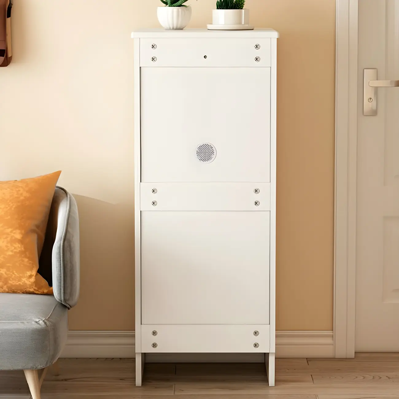 Modern Slim White Shoe Cabinet with Drawer for Hallway Image - 4 | homeyfad
