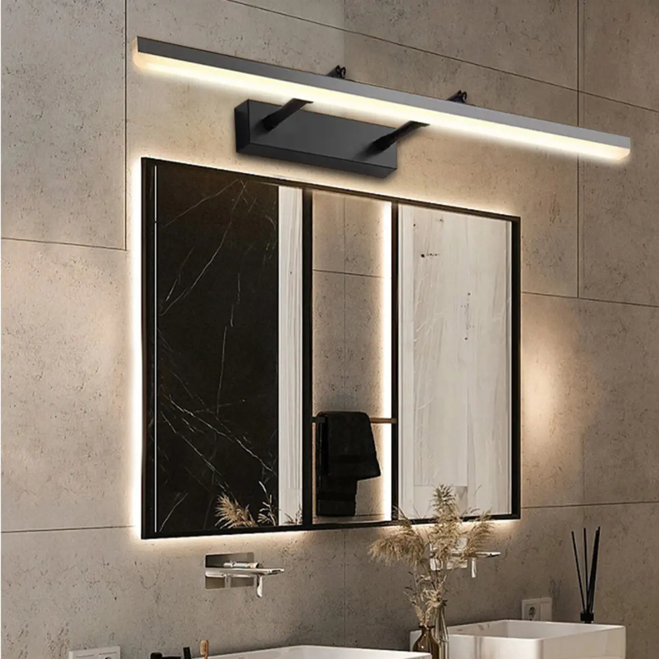 Modern Metal Black Straight LED Vanity Light Image - 2 | homeyfad