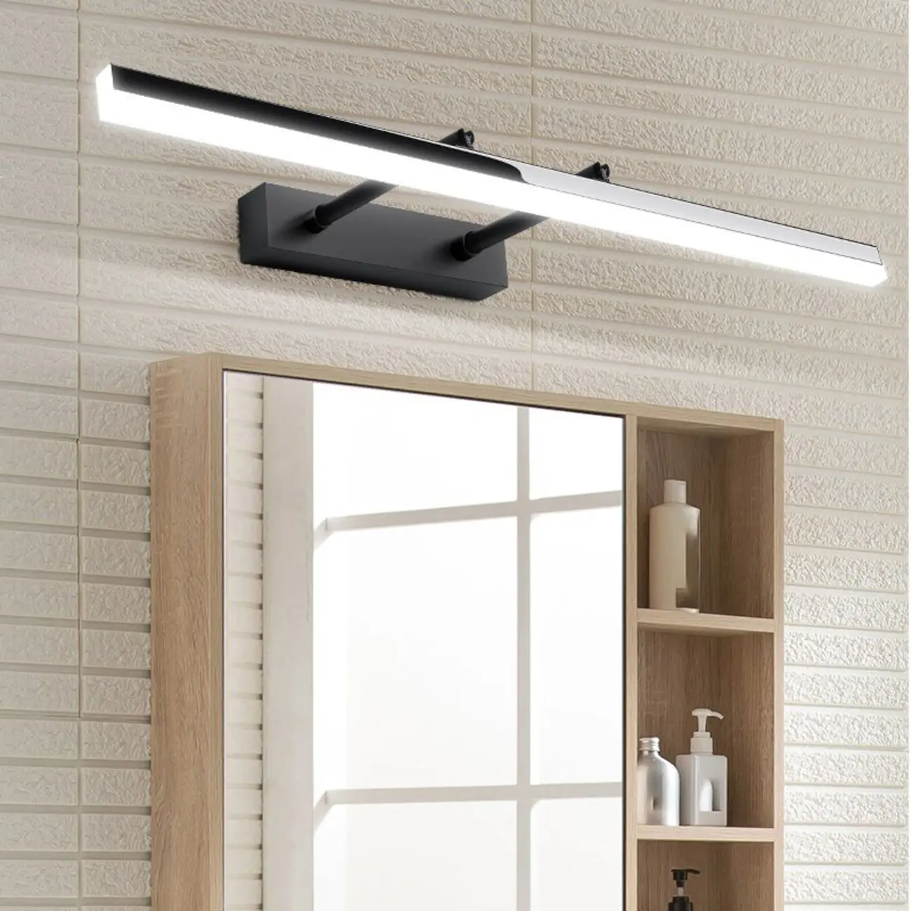 Modern Metal Black Straight LED Vanity Light Image - 1 | homeyfad