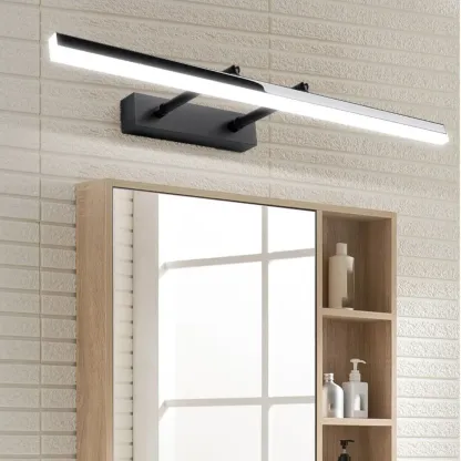 Modern Metal Black Straight LED Vanity Light Image - 1
