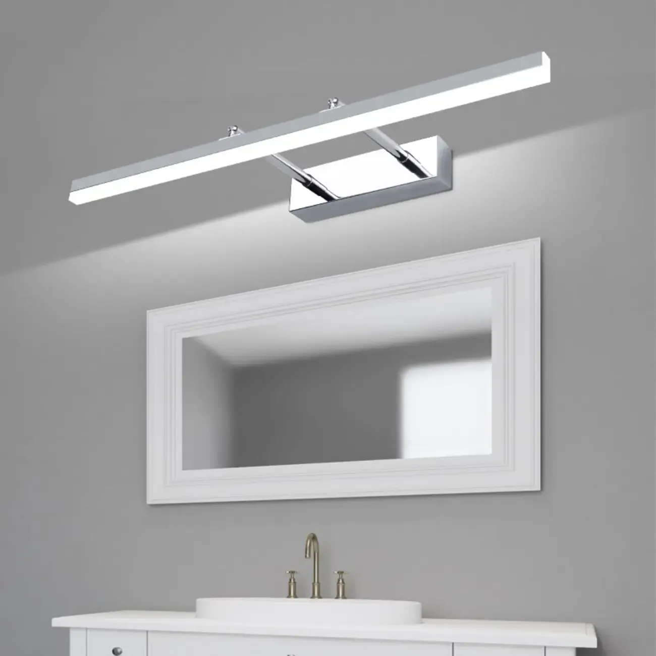 Modern Metal Black Straight LED Vanity Light Image - 3