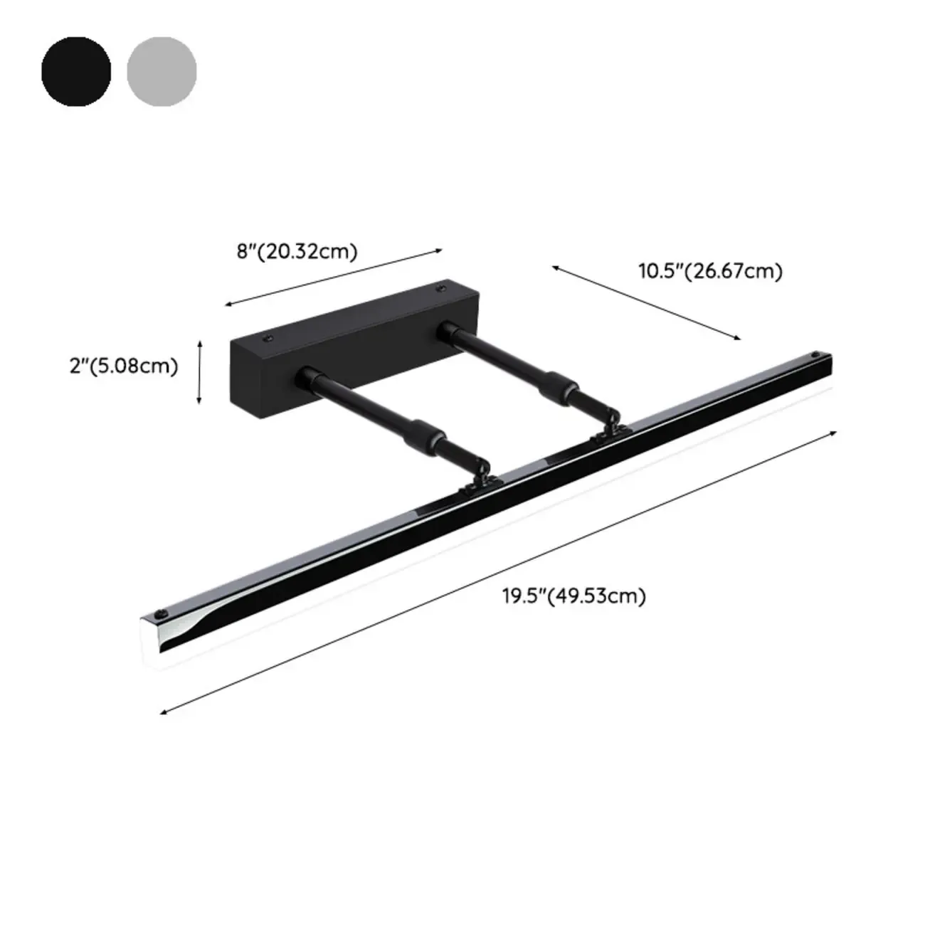Modern Metal Black Straight LED Vanity Light Image - 12