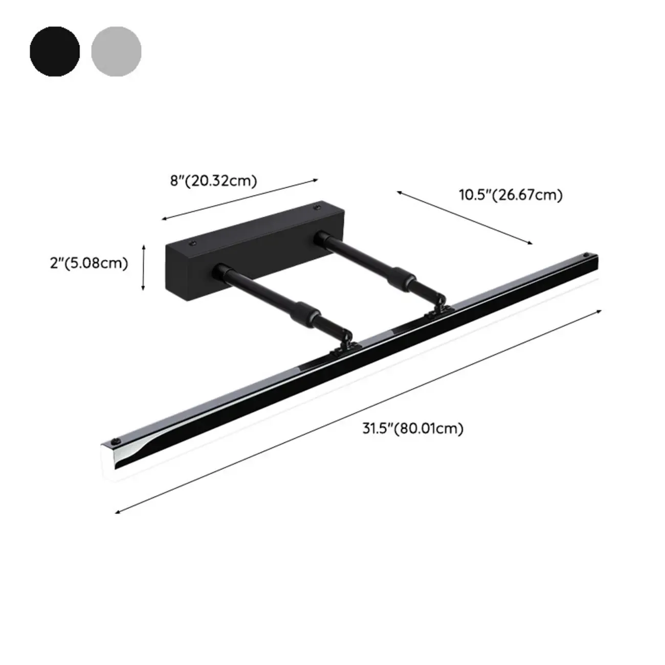 Modern Metal Black Straight LED Vanity Light Image - 14