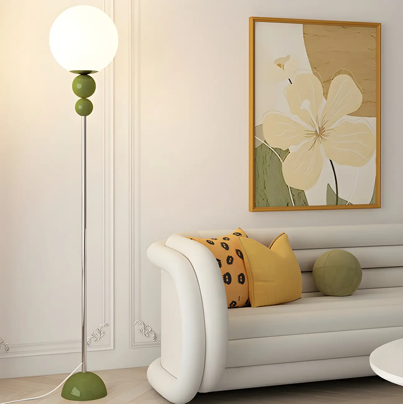 Modern Metal Floor Lamp with Globe Shade for Living Room Image - 1 | homeyfad
