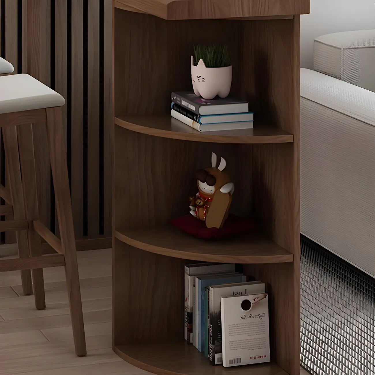Modern Brown Pine Wooden Three-Shelf Bar Tables for Home Image - 7 | homeyfad