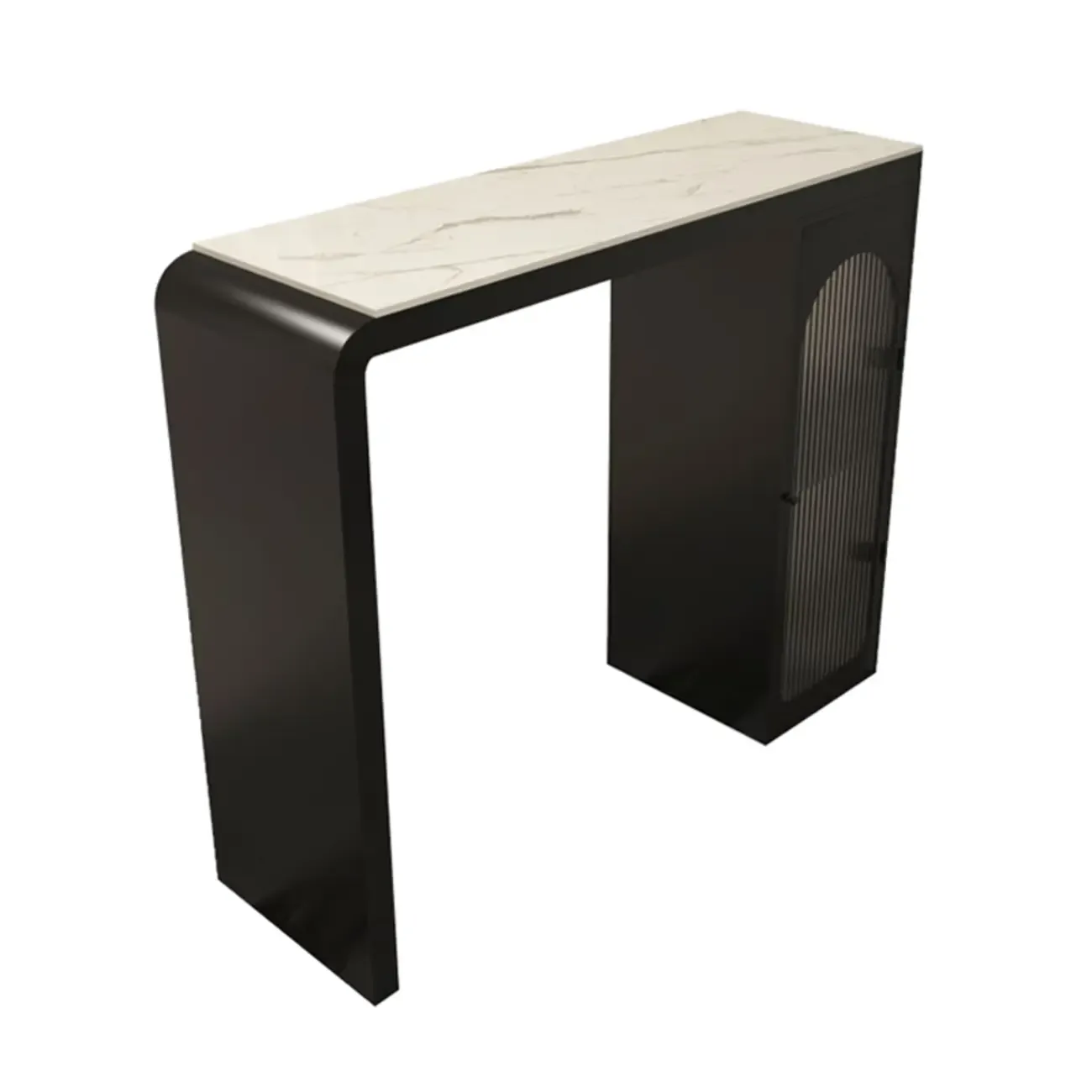 Modern Stone Metal Double Pedestal Storage Home Bar Tables Image - 2