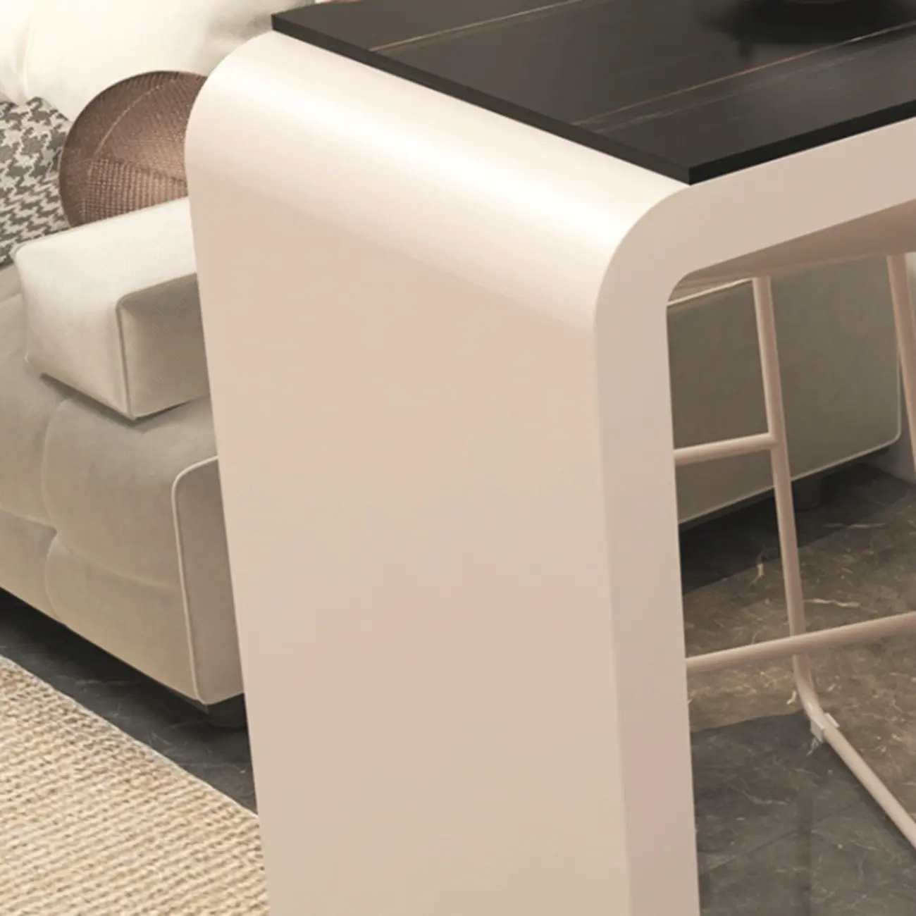 Modern Stone Metal Double Pedestal Storage Home Bar Tables Image - 8 | homeyfad