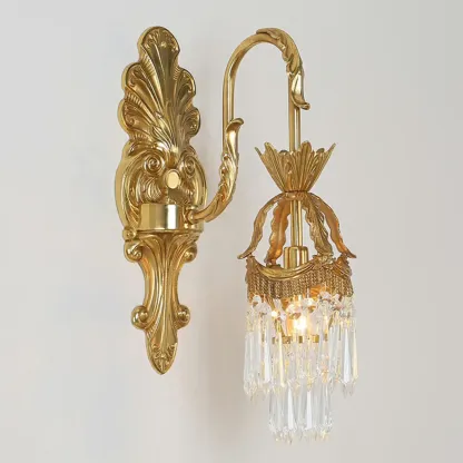 Indoor Vintage Crystal Arc Wall Sconce with Double Lights  Image - 3