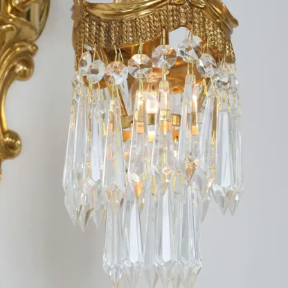 Indoor Vintage Crystal Arc Wall Sconce with Double Lights  Image - 4