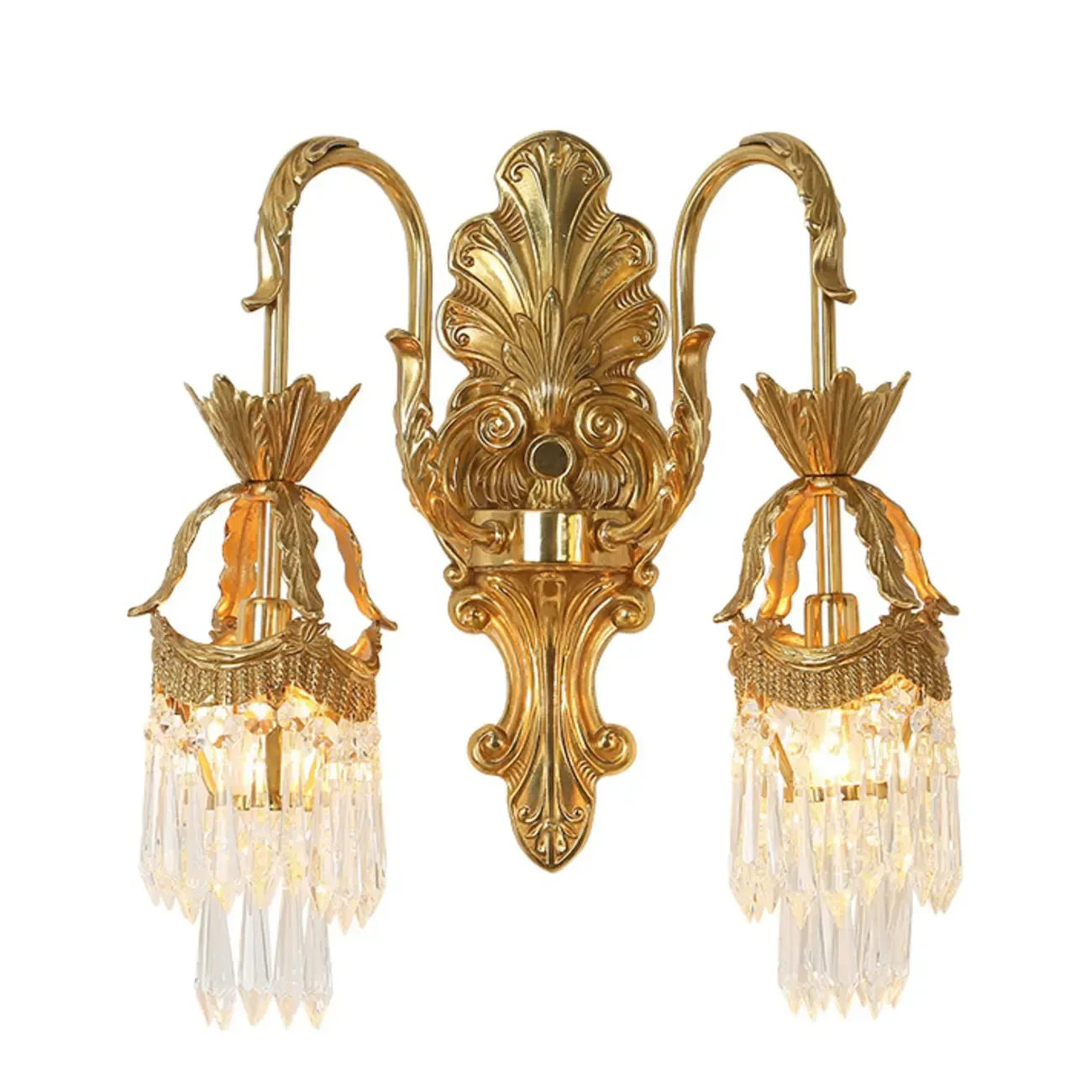 Indoor Vintage Crystal Arc Wall Sconce with Double Lights  Image - 5