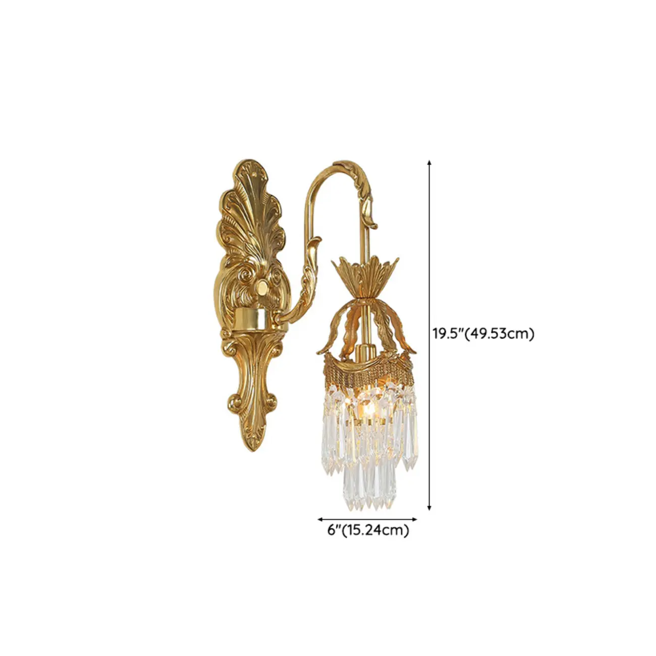 Indoor Vintage Crystal Arc Wall Sconce with Double Lights  #size | homeyfad