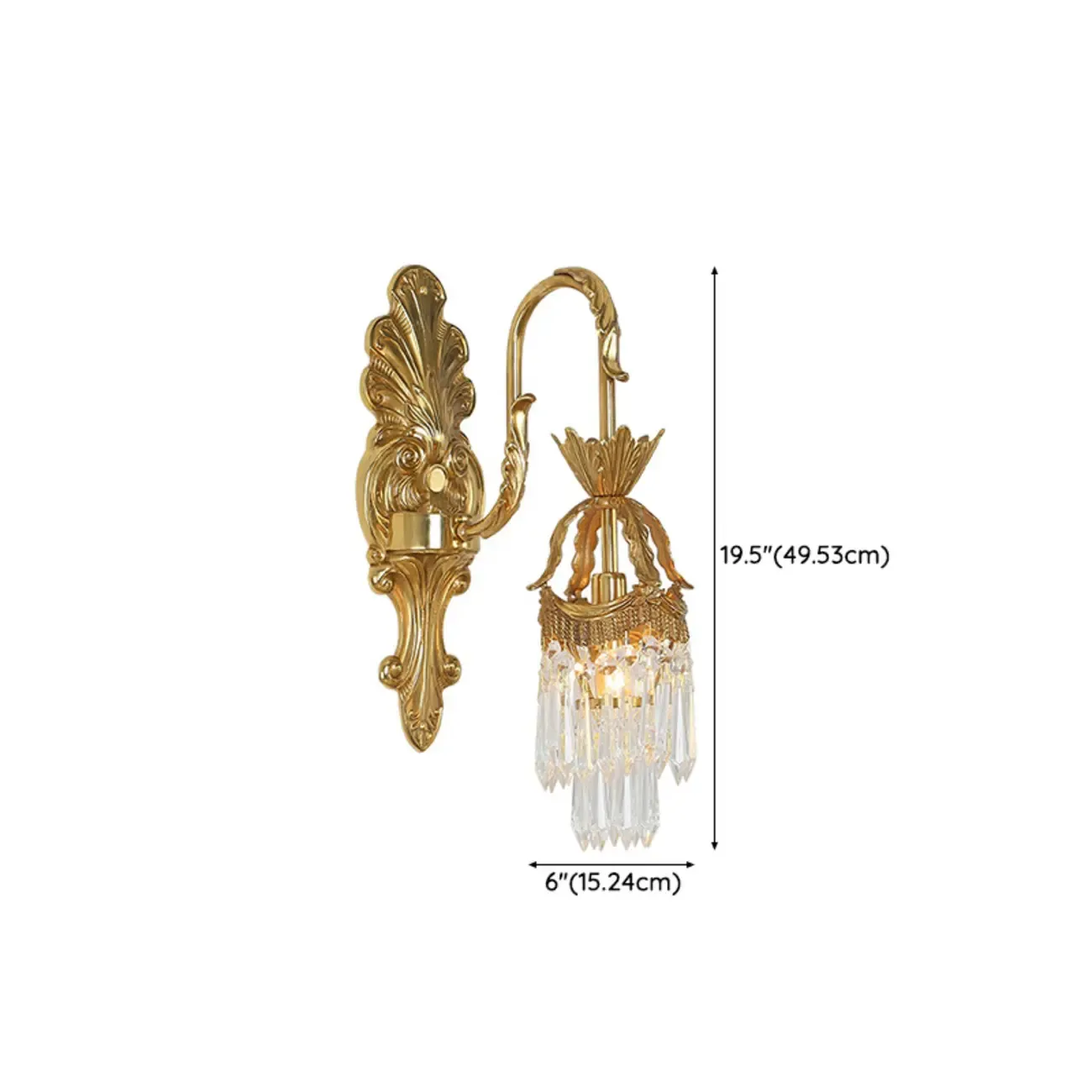 Indoor Vintage Crystal Arc Wall Sconce with Double Lights  #size