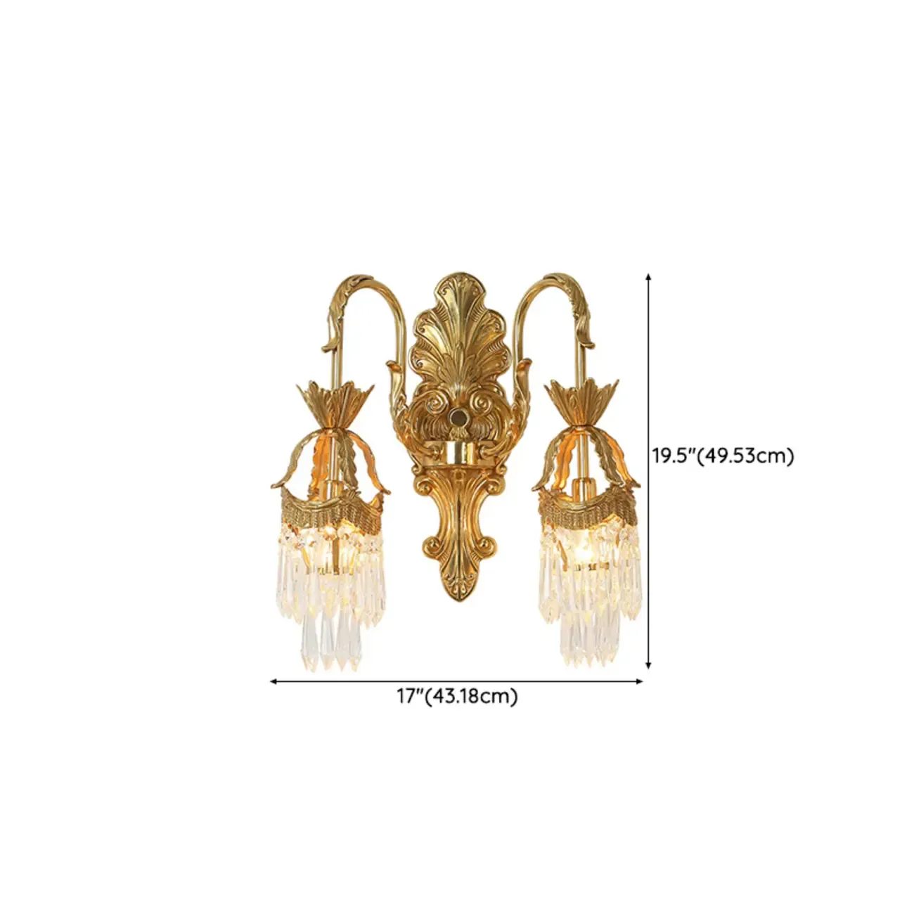 Indoor Vintage Crystal Arc Wall Sconce with Double Lights  Image - 10