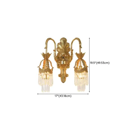 Indoor Vintage Crystal Arc Wall Sconce with Double Lights  Image - 10