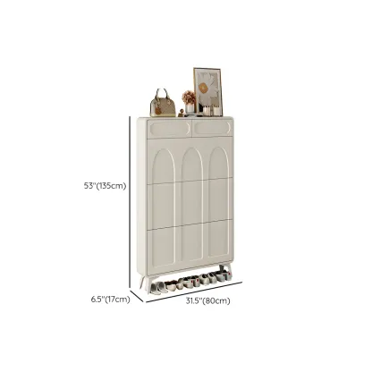 Vertical White Wooden Drop Front Shoe Cabinet Image - 32