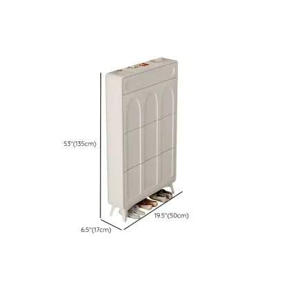 Vertical White Wooden Drop Front Shoe Cabinet Image - 33