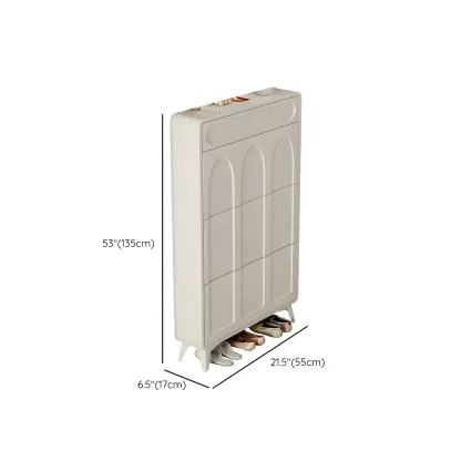 Vertical White Wooden Drop Front Shoe Cabinet Image - 34